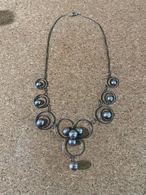 Vintage Silver  Statement Circle Necklace
